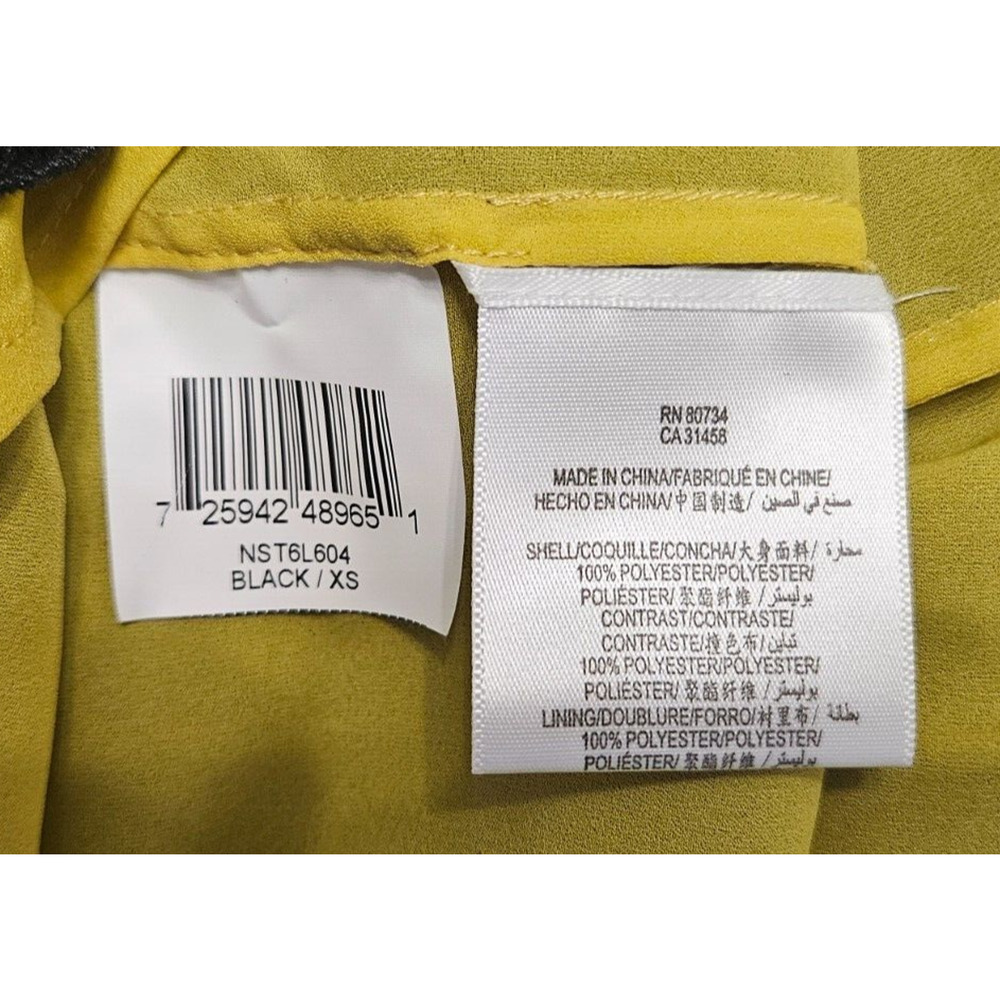 $498 Bcbgmaxazria Runway Dress XS Black‎ Yellow Sheer Mesh One Shoulder Mini NWT - Picture 9 of 9